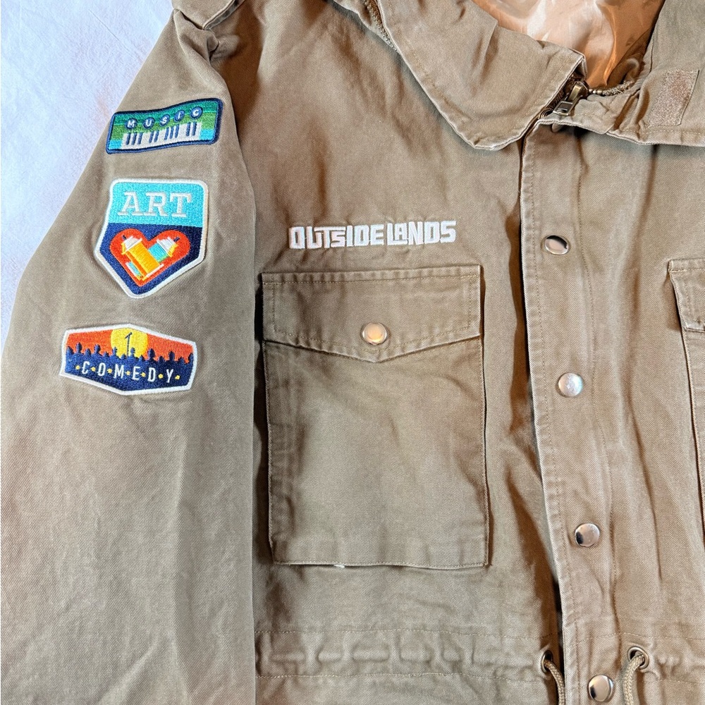 Olive Green Hooded Jacket with Patches - Picture 2 of 11
